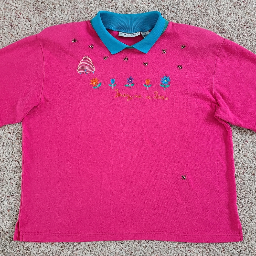 Vintage Colorful Casual Polo Tee - Women's Plus Size 1X
